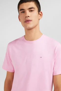 Crew neck pink pima cotton t-shirt