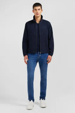 Dark blue jacket in cotton gabardine