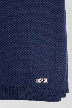 Dark blue plain cotton scarf