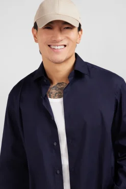 Dark blue shirt in stretch cotton