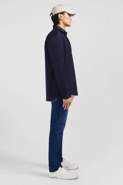 Dark blue shirt in stretch cotton