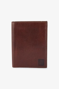 Dark brown leather travel wallet