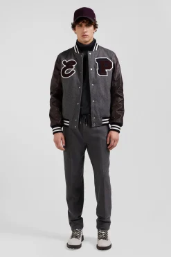 Dark grey Teddy leather jacket