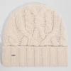 Ecru cable knitted wool beanie