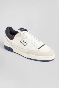 EP10 beige and navy blue leather sneakers
