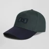 Green and navy cotton cap with tricolour details