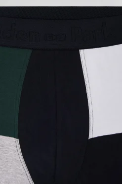 Green colorblock stretch cotton boxers