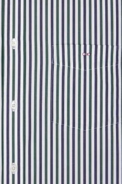 Green striped cotton poplin shirt Regular fit