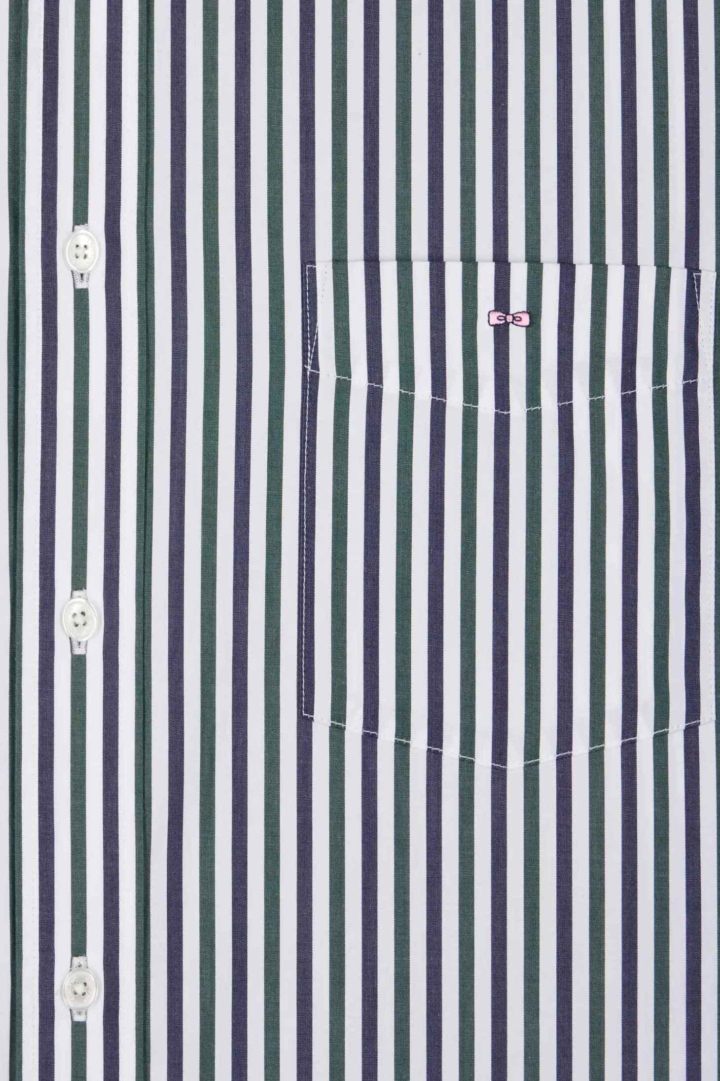 Green striped cotton poplin shirt Regular fit