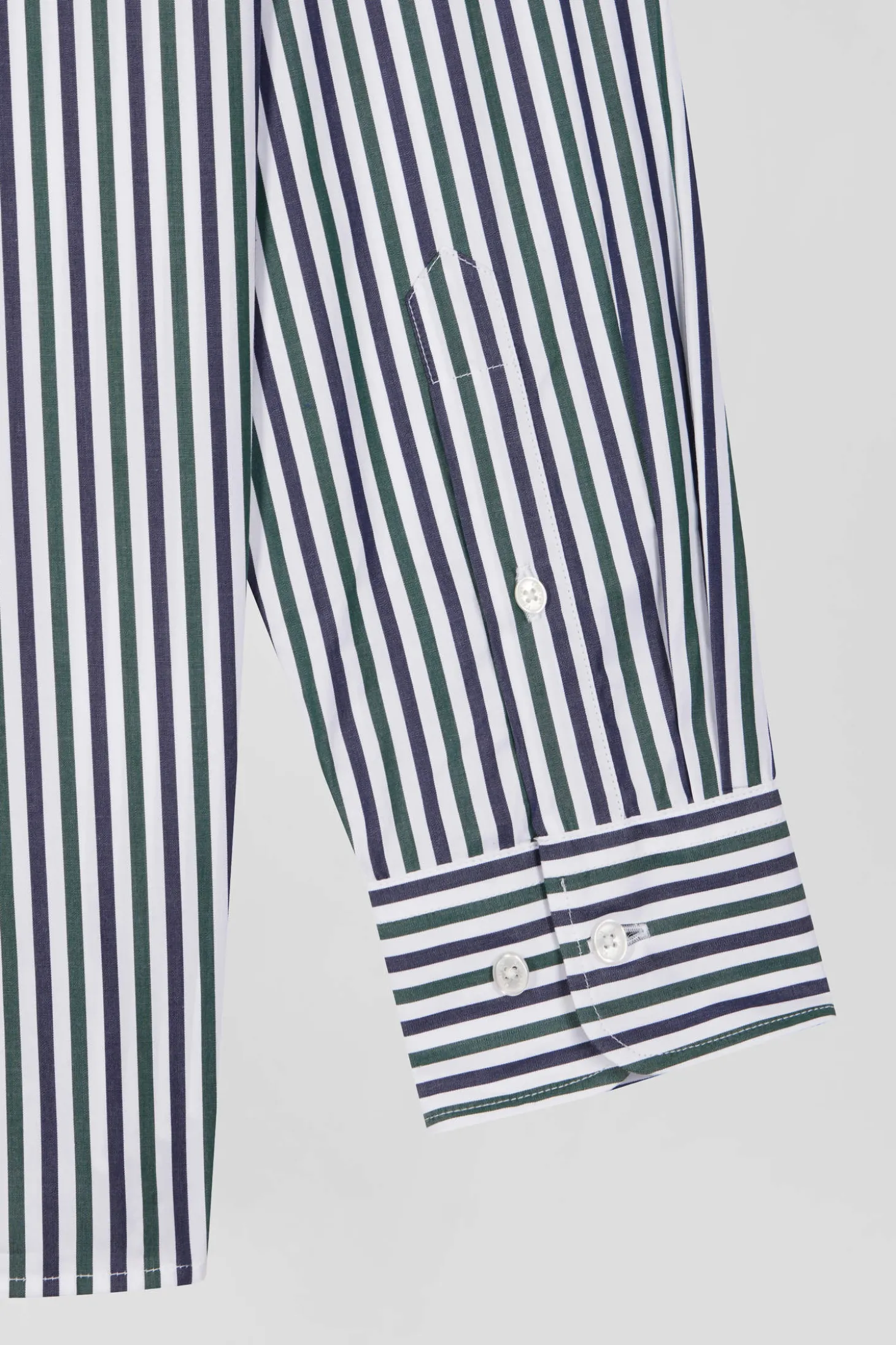 Green striped cotton poplin shirt Regular fit