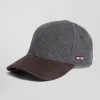 Grey and brown wool felt cap