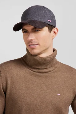 Grey and brown wool felt cap