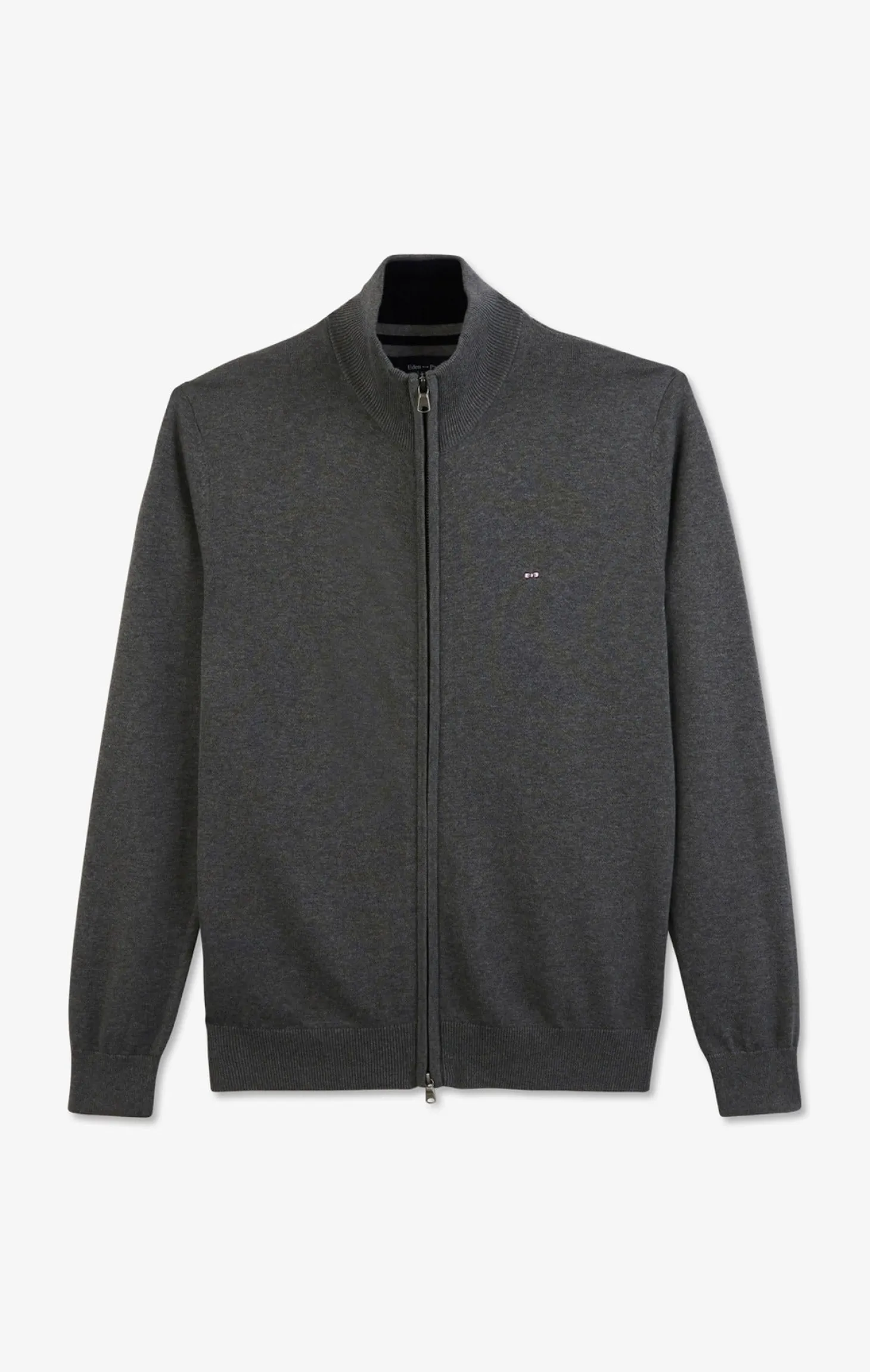 Grey cotton cardigan with zipper