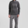 Grey cotton half-zip jumper with knit details Regular fit