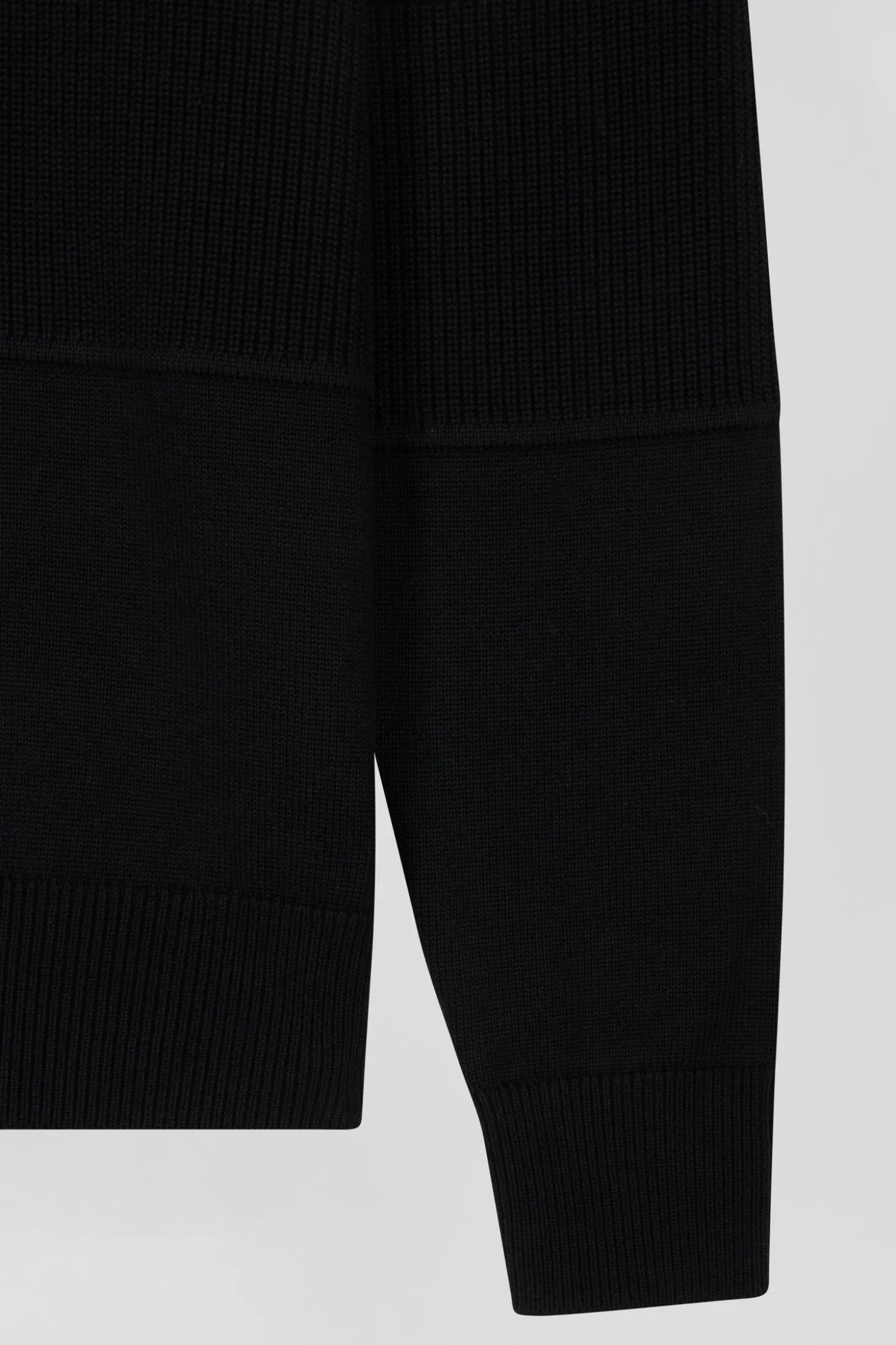 Grey cotton half-zip jumper with knit details Regular fit