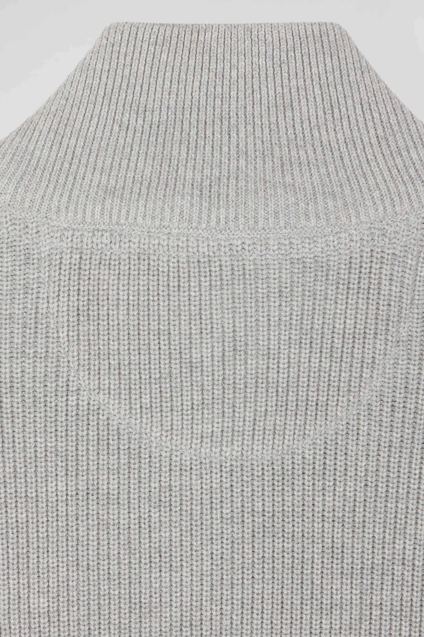 Grey cotton half-zip jumper with knit details Regular fit