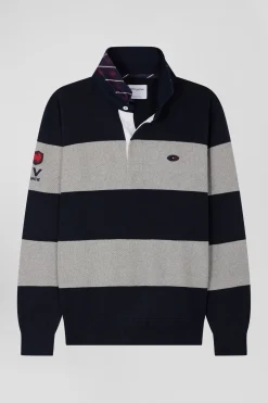 Grey cotton V-neck jumper regular fit