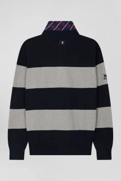 Grey cotton V-neck jumper regular fit
