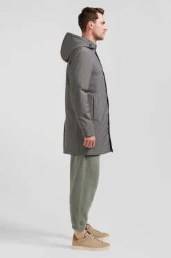Grey hooded parka