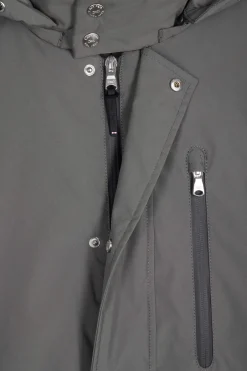 Grey hooded parka