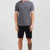 Grey pima cotton polo with contrasting accents