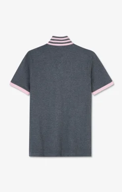 Grey pima cotton polo with contrasting accents