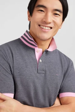 Grey pima cotton polo with contrasting accents
