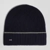 Grey ribbed knitted beanie