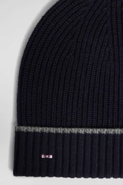 Grey ribbed knitted beanie
