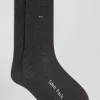 Grey socks with striped details in stretch cotton