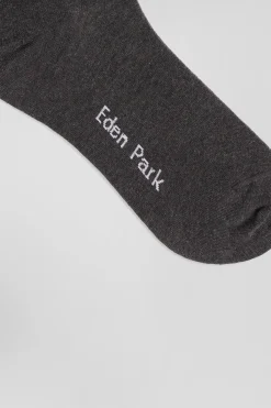Grey socks with striped details in stretch cotton