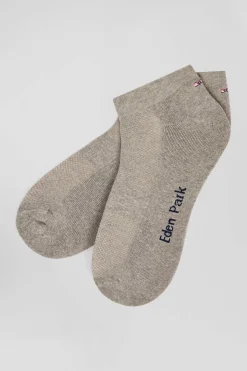 Grey stretch cotton low-cut socks