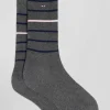Grey striped stretch cotton socks