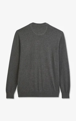 Grey V-neck cotton jersey jumper
