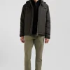 Khaki hooded zip-up jacket