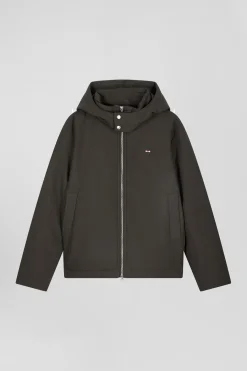 Khaki hooded zip-up jacket