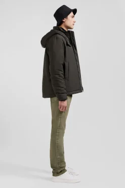 Khaki hooded zip-up jacket