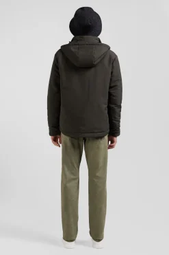 Khaki hooded zip-up jacket