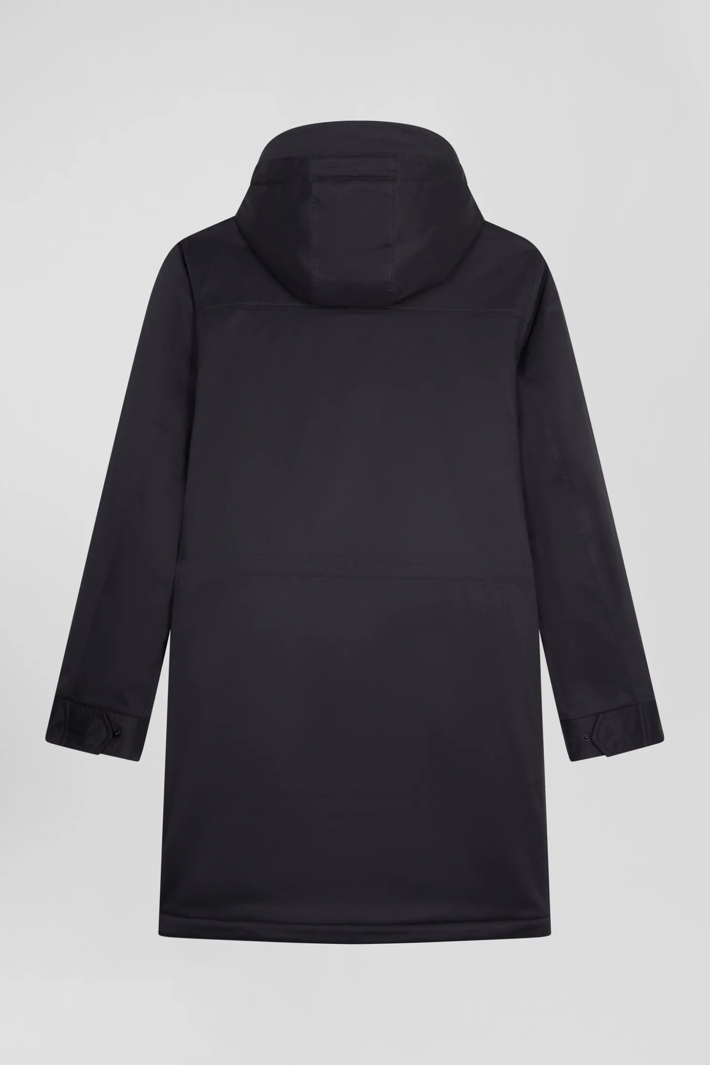 Khaki long hooded nylon parka