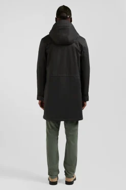 Khaki long hooded nylon parka