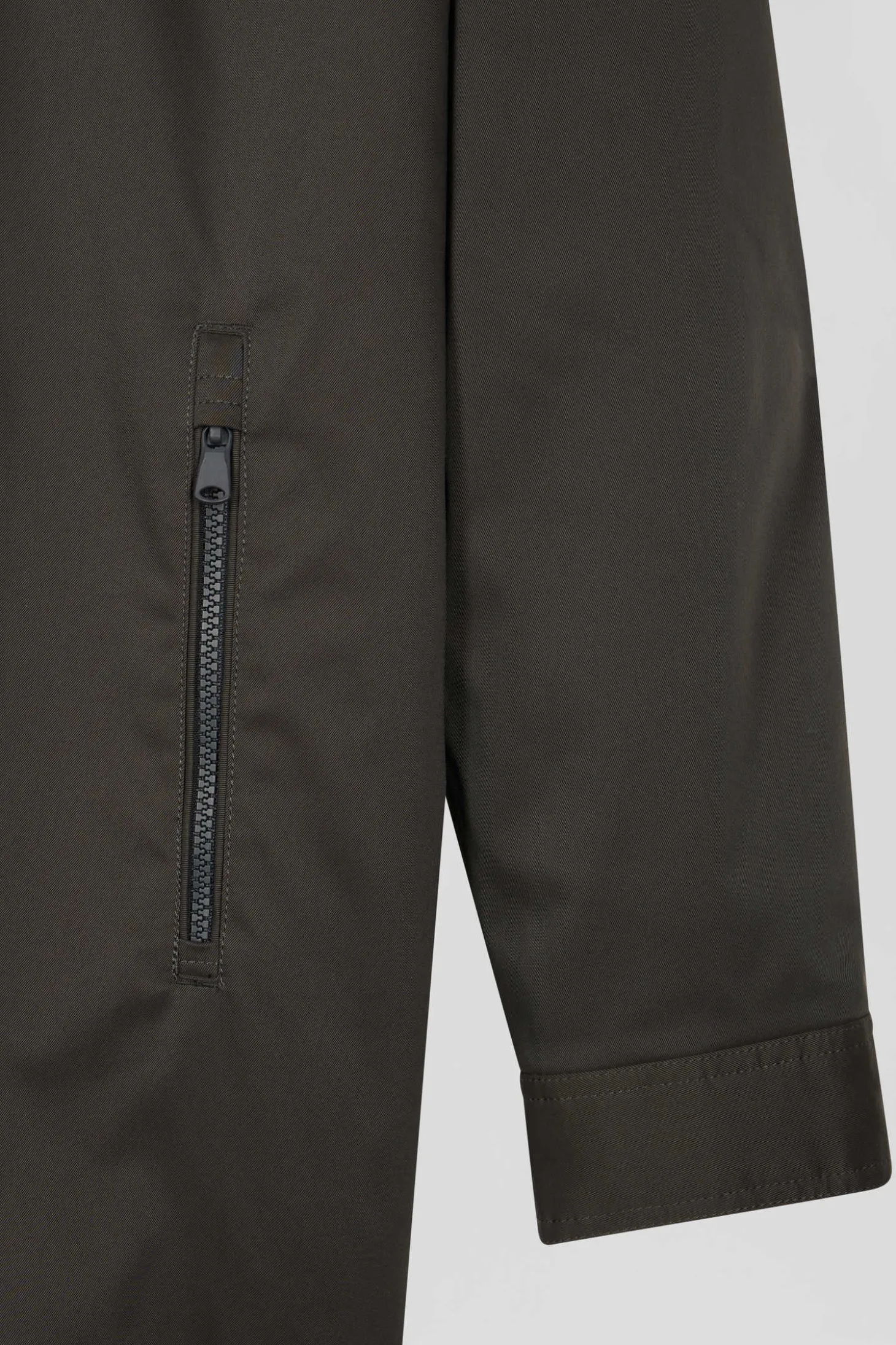 Khaki long hooded nylon parka