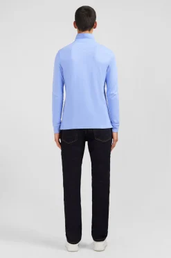 Light blue cotton polo with contrasting neck