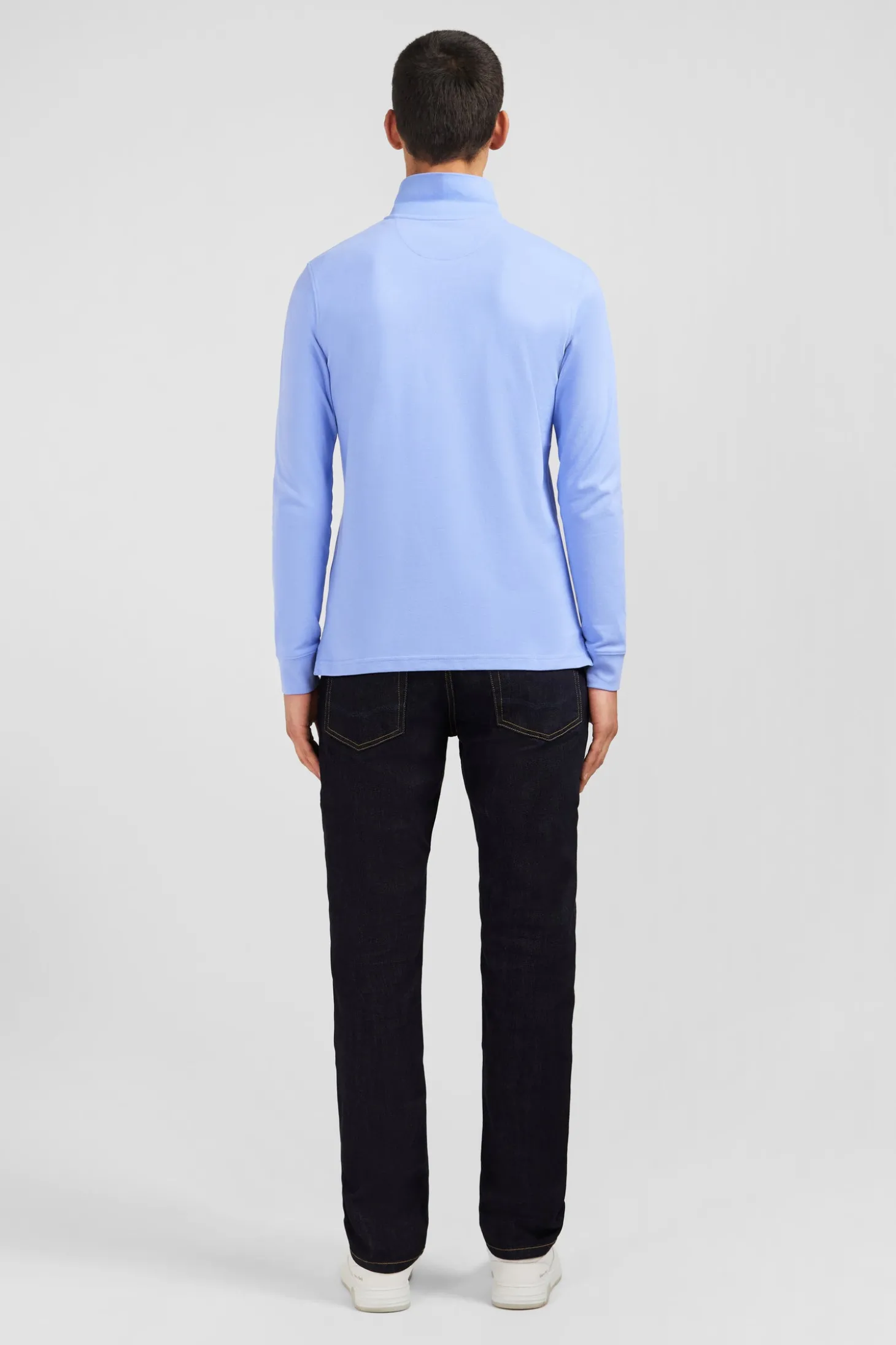 Light blue cotton polo with contrasting neck