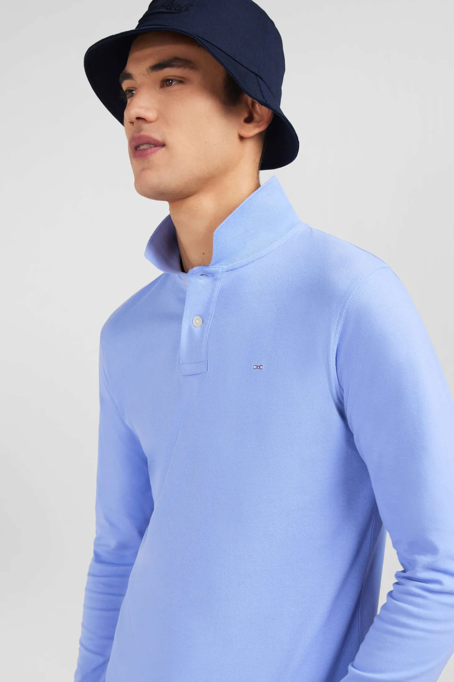 Light blue cotton polo with contrasting neck
