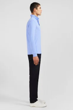 Light blue cotton polo with contrasting neck
