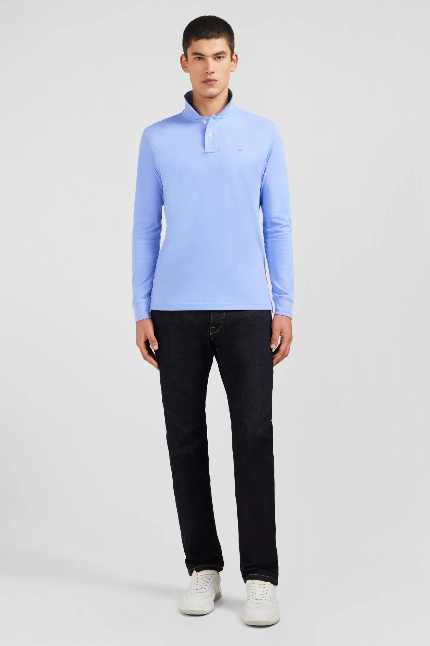 Light blue cotton polo with contrasting neck