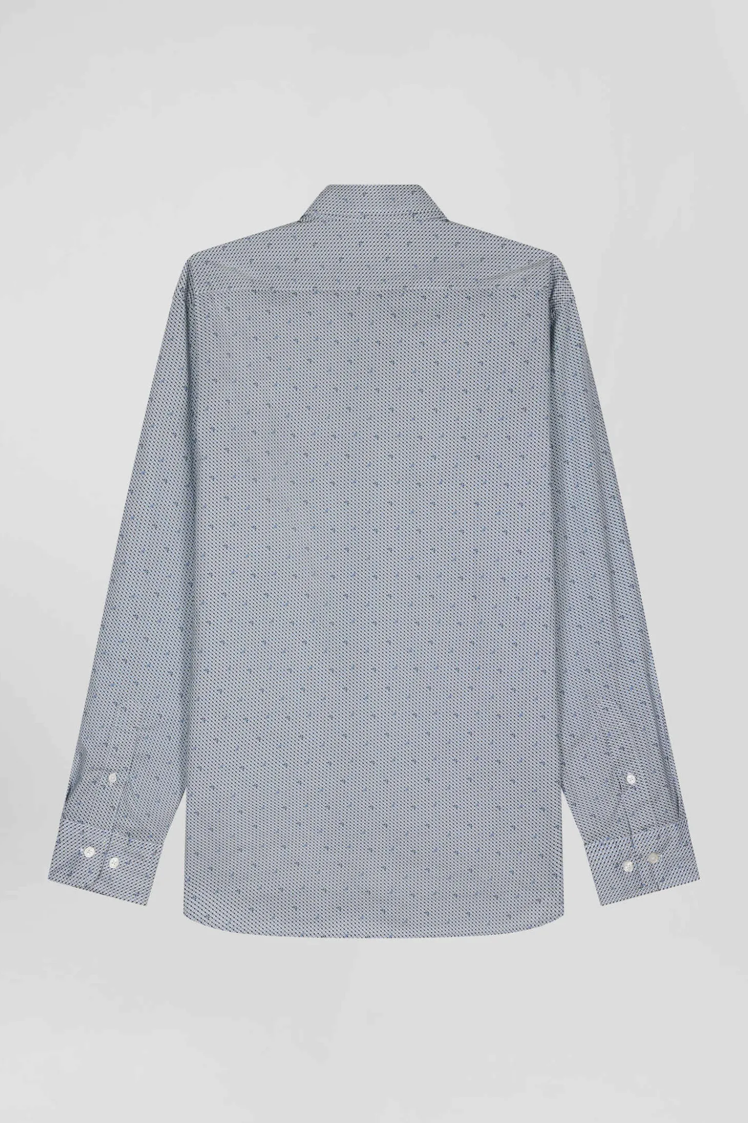 Light blue micro-motif cotton shirt Slim fit