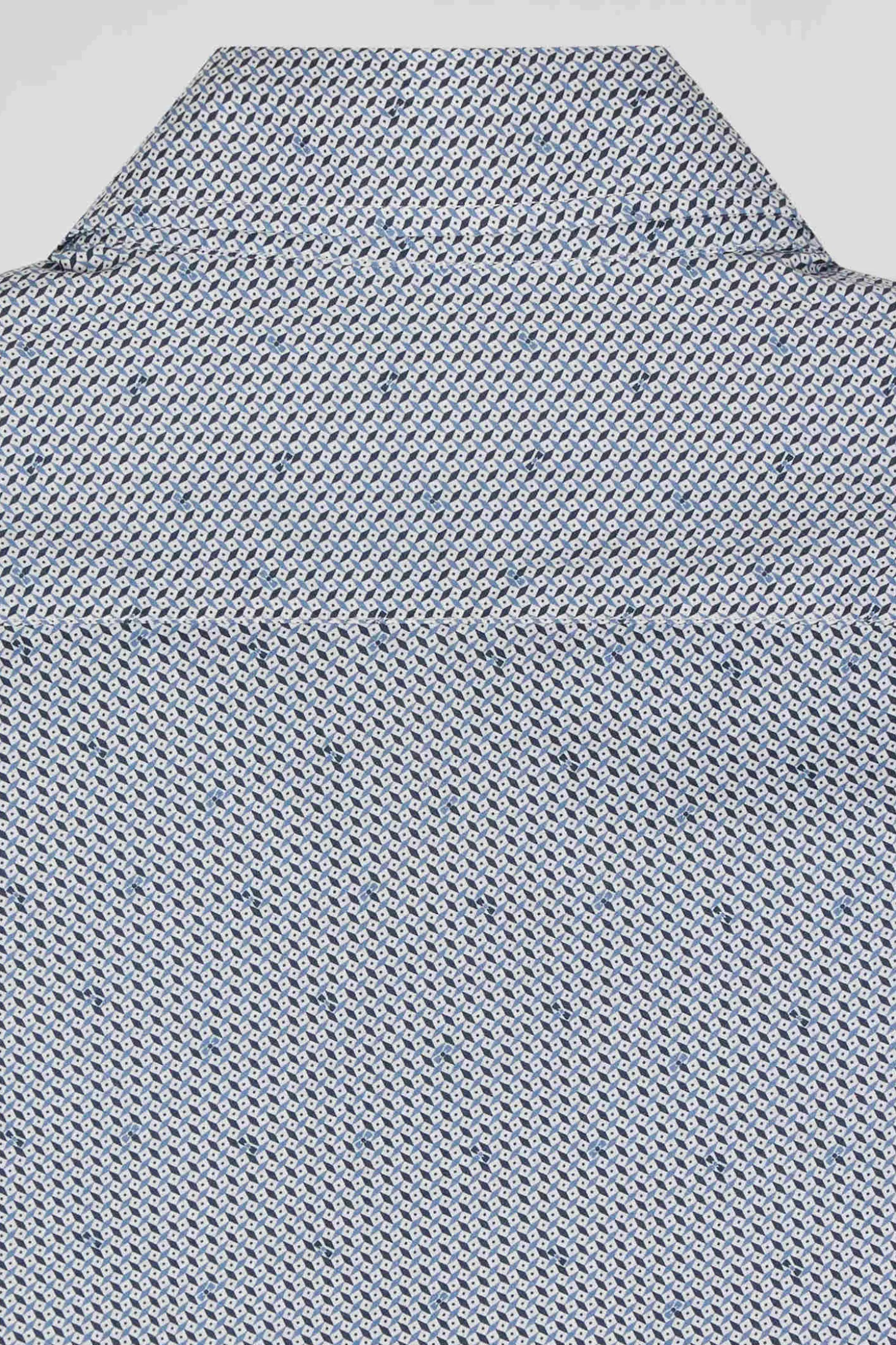 Light blue micro-motif cotton shirt Slim fit