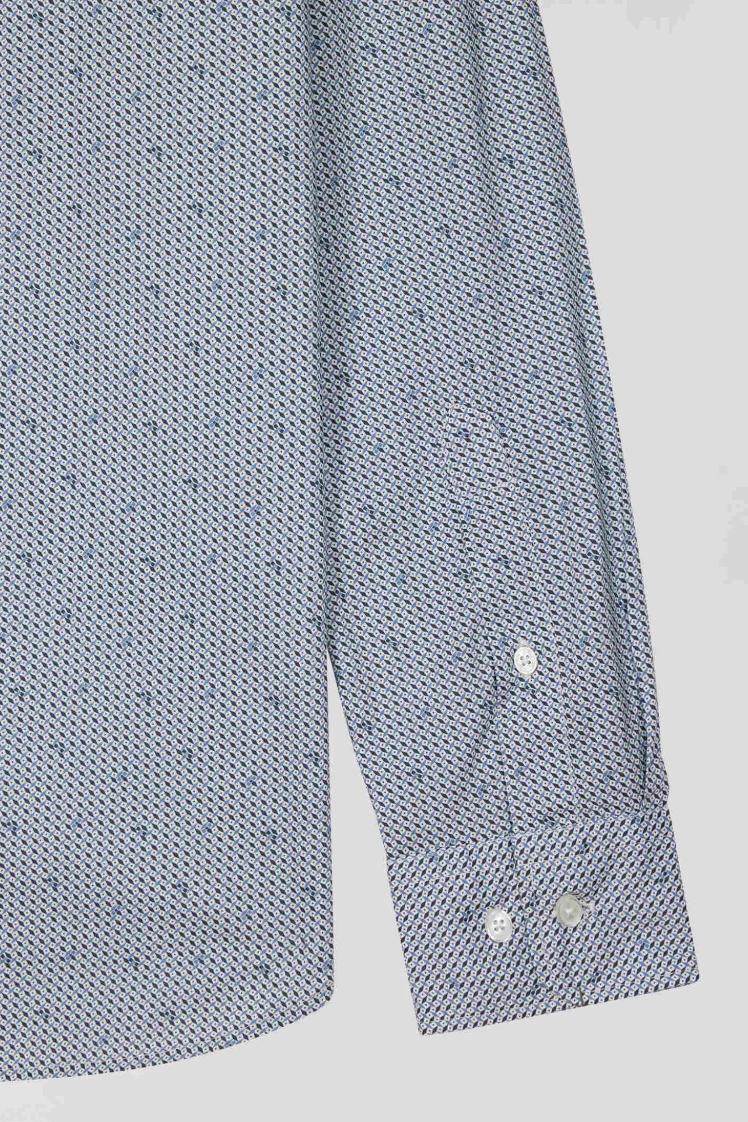Light blue micro-motif cotton shirt Slim fit