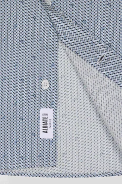 Light blue micro-motif cotton shirt Slim fit